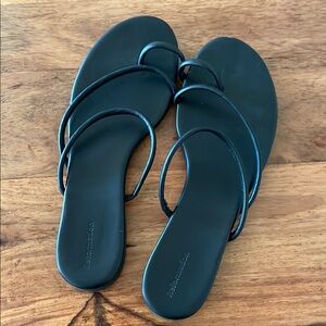 Reformation Black Ludo Toe Ring Strappy Flat Sandal